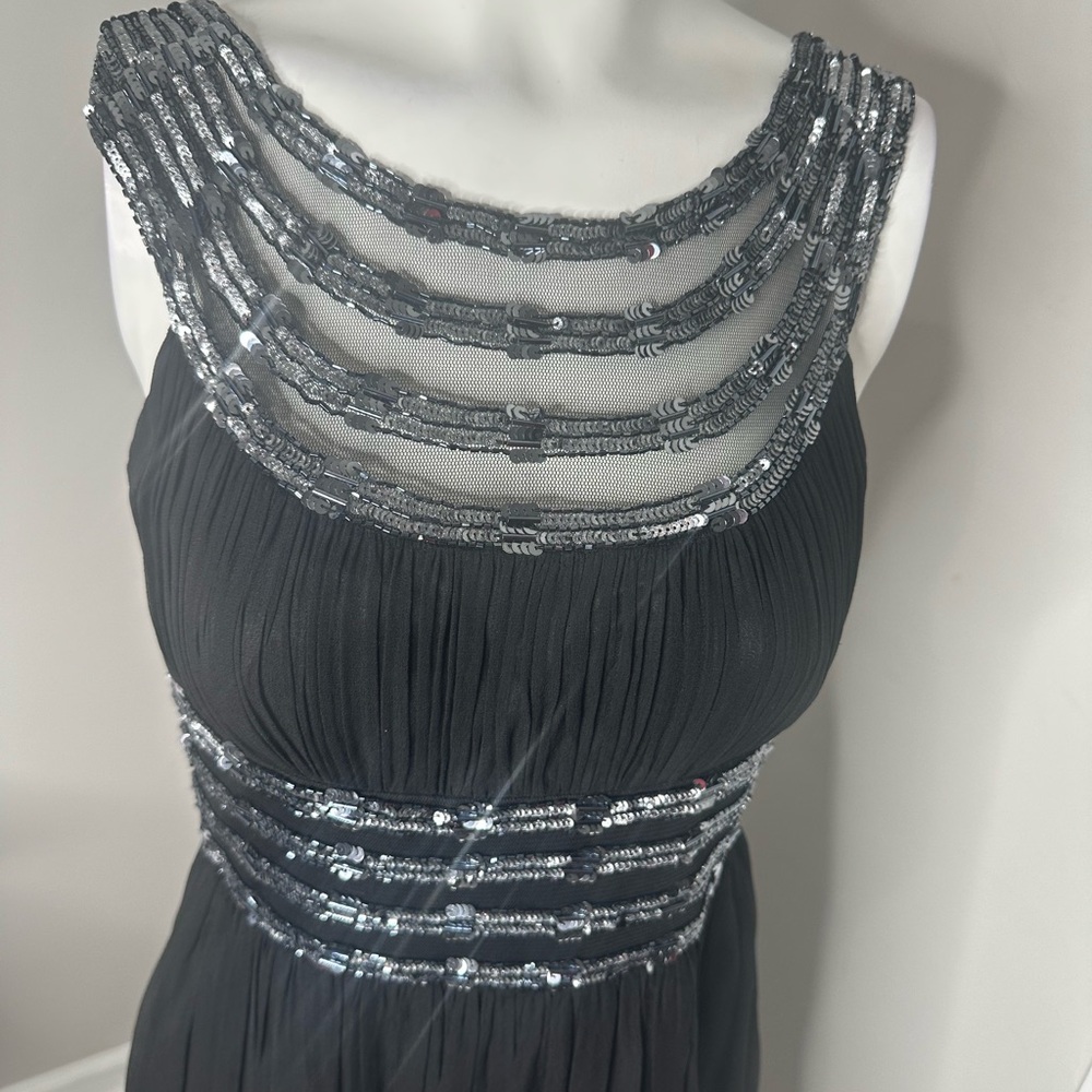 ADRIANNA PAPELL BLACK SEQUIN DRESS-4 PRELOVED - Picture 8 of 17